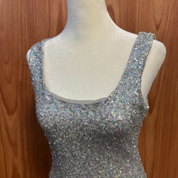 Charlotte Russe Silver Sequin Sleeveless Mini Dress M Medium Cocktail Party - Picture 2 of 6
